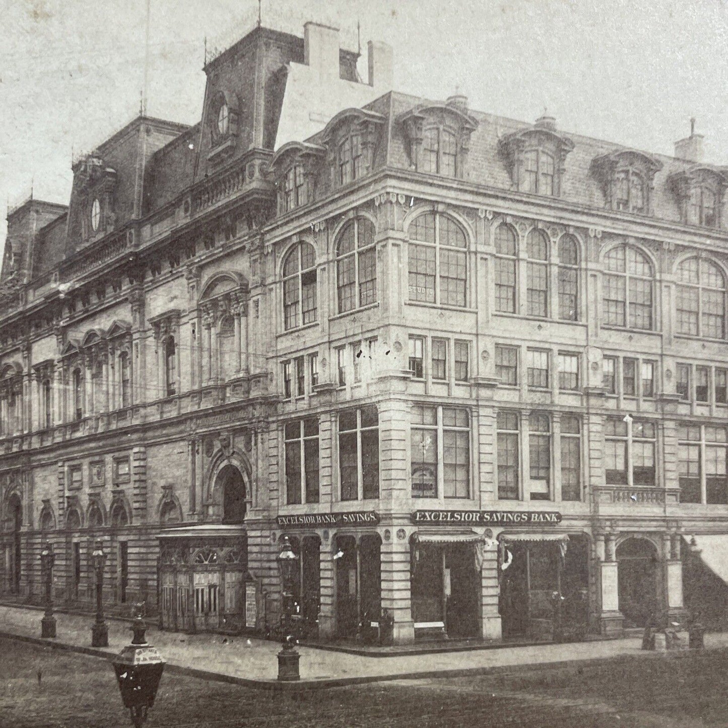 Antique 1870s 23rd & Sixth Avenue Manhattan New York Stereoview Photo Card V539