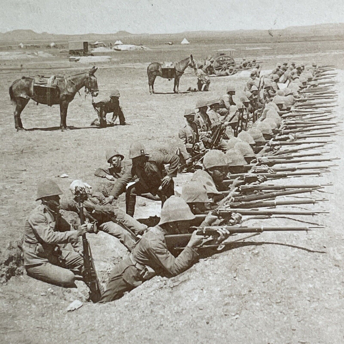 Trench Warfare Stereoview Boer War South Africa Antique c1900 X1651