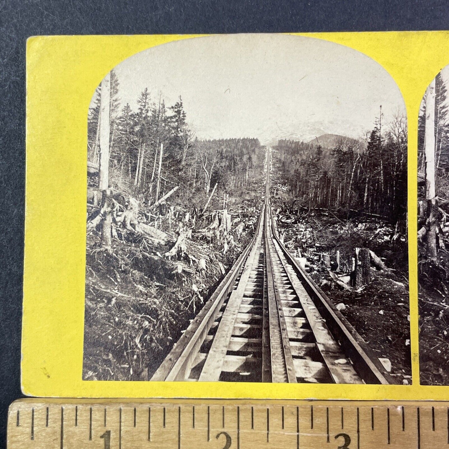 Mount Washington Railroad Construction Stereoview Photo Card Antique c1868 X913