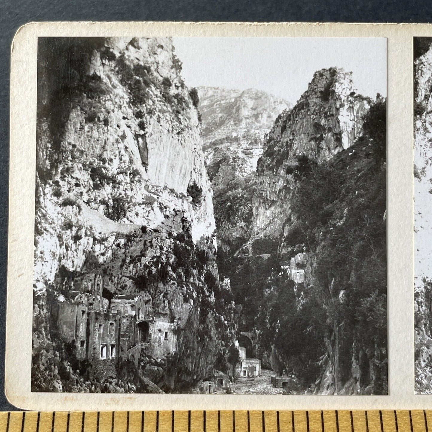 Antique 1925 Amalfi Coast Salerno Italy OOAK Stereoview Photo Card P3274