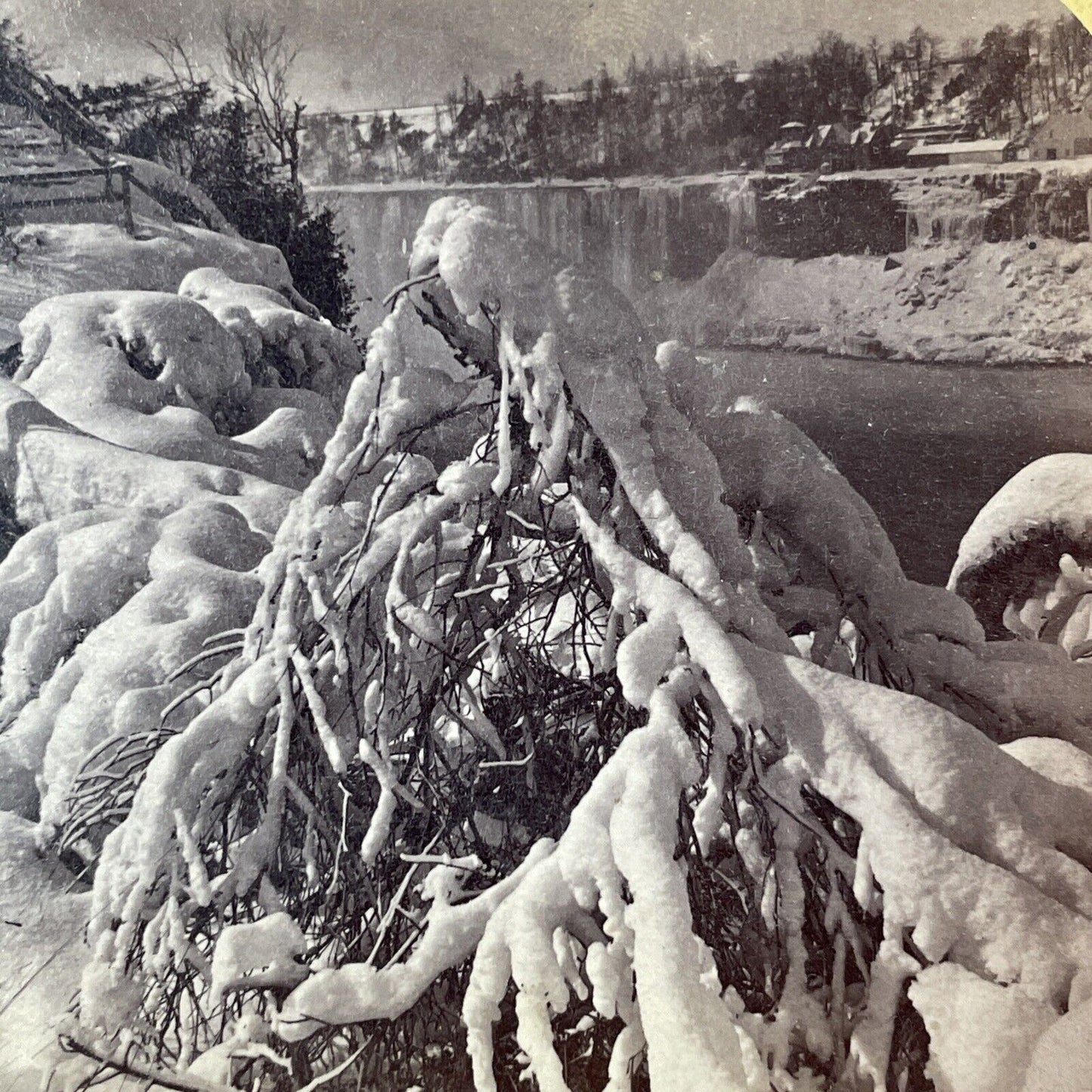 Niagara Falls From Luna Island Stereoview J.S. Moulton Antique c1870s Y1758