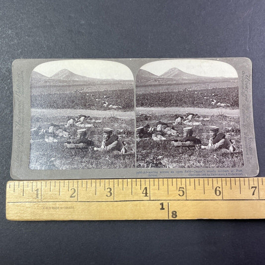 Japanese Soldiers Attack Russians Stereoview Dalian China Antique c1905 X2808