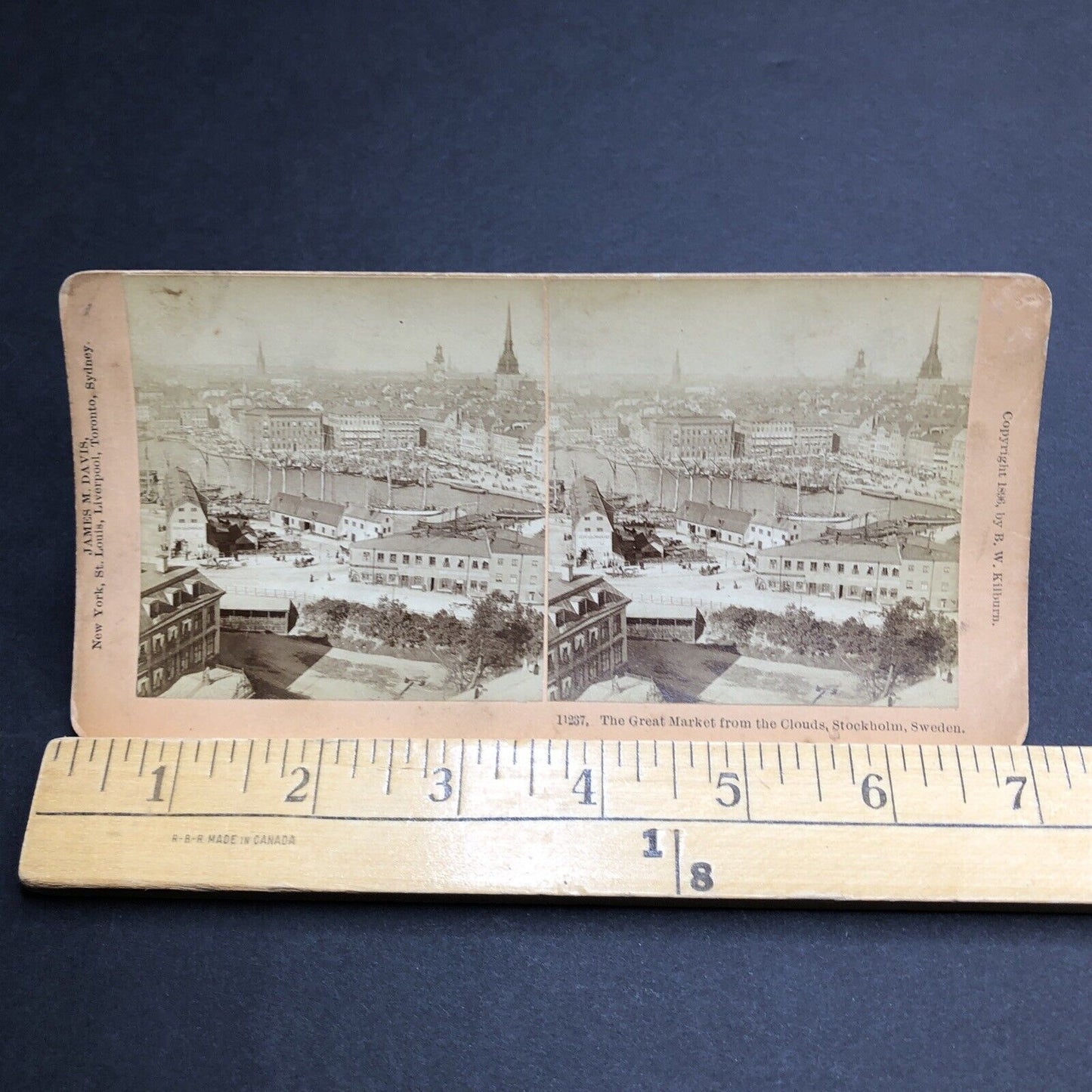 Antique 1896 Downtown Stockholm Sweden Stereoview Photo Card P1996