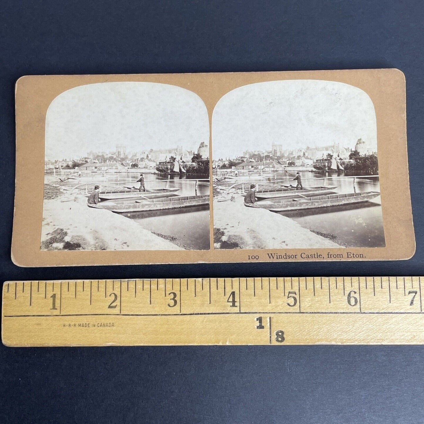 Antique 1899 Eton College Campus Student Thames River Stereoview Photo Card P970