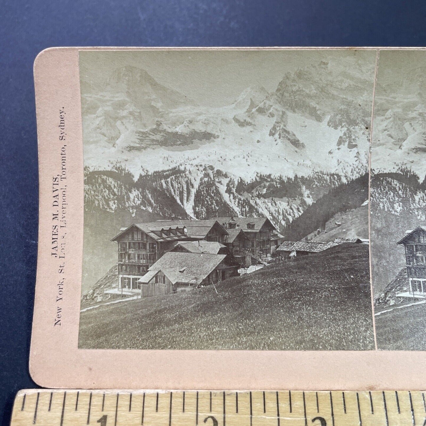 Antique 1885 Murren Switzerland Swiss Hotel Stereoview Photo Card P3939