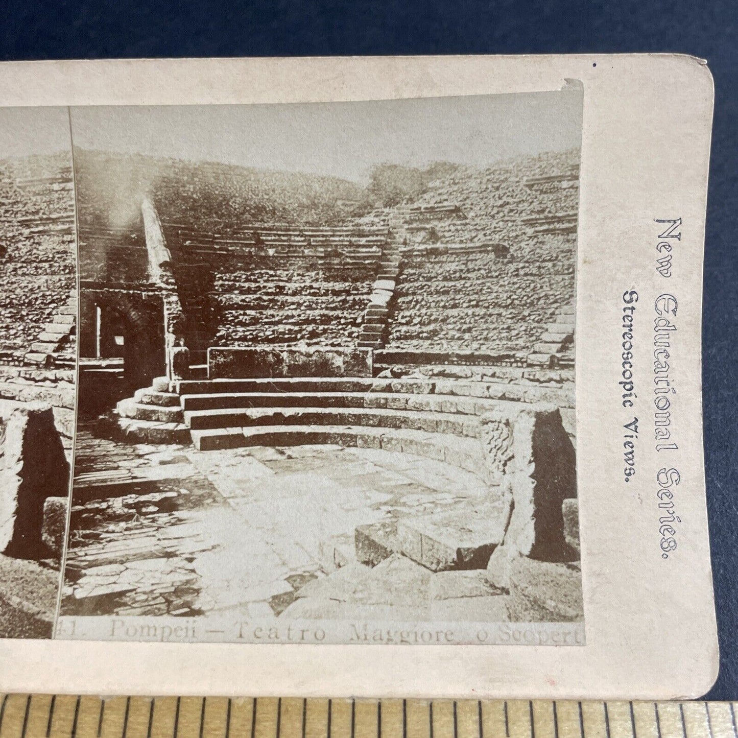 Antique 1880s Maggiore Theater Pompeii Italy Stereoview Photo Card P4596