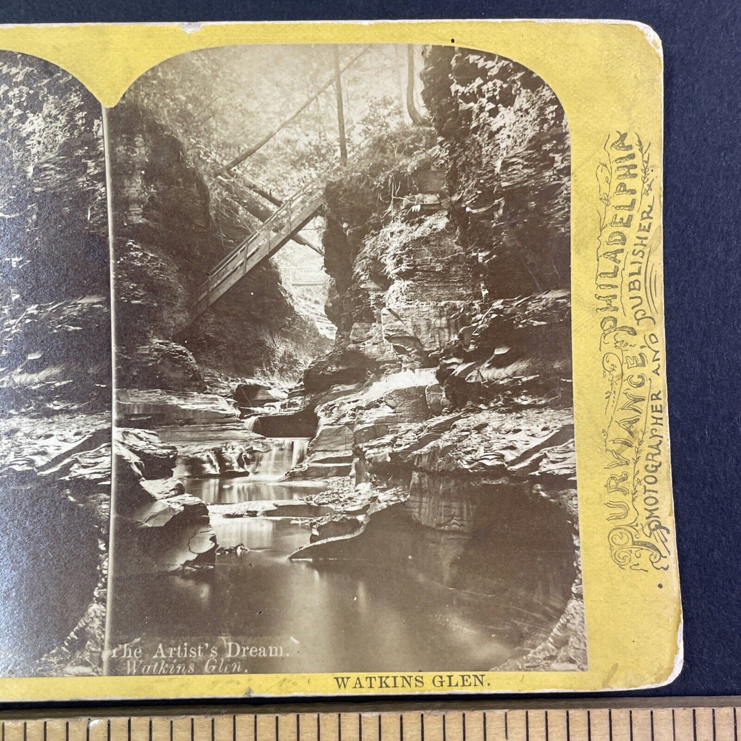 Lehigh Valley Railroad Stereoview Artists Dream Watkins Glen Antique 1870s Y2169