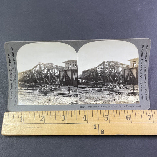 Panama Emergency Dam in Gatun Stereoview Antique c1913 Y2817