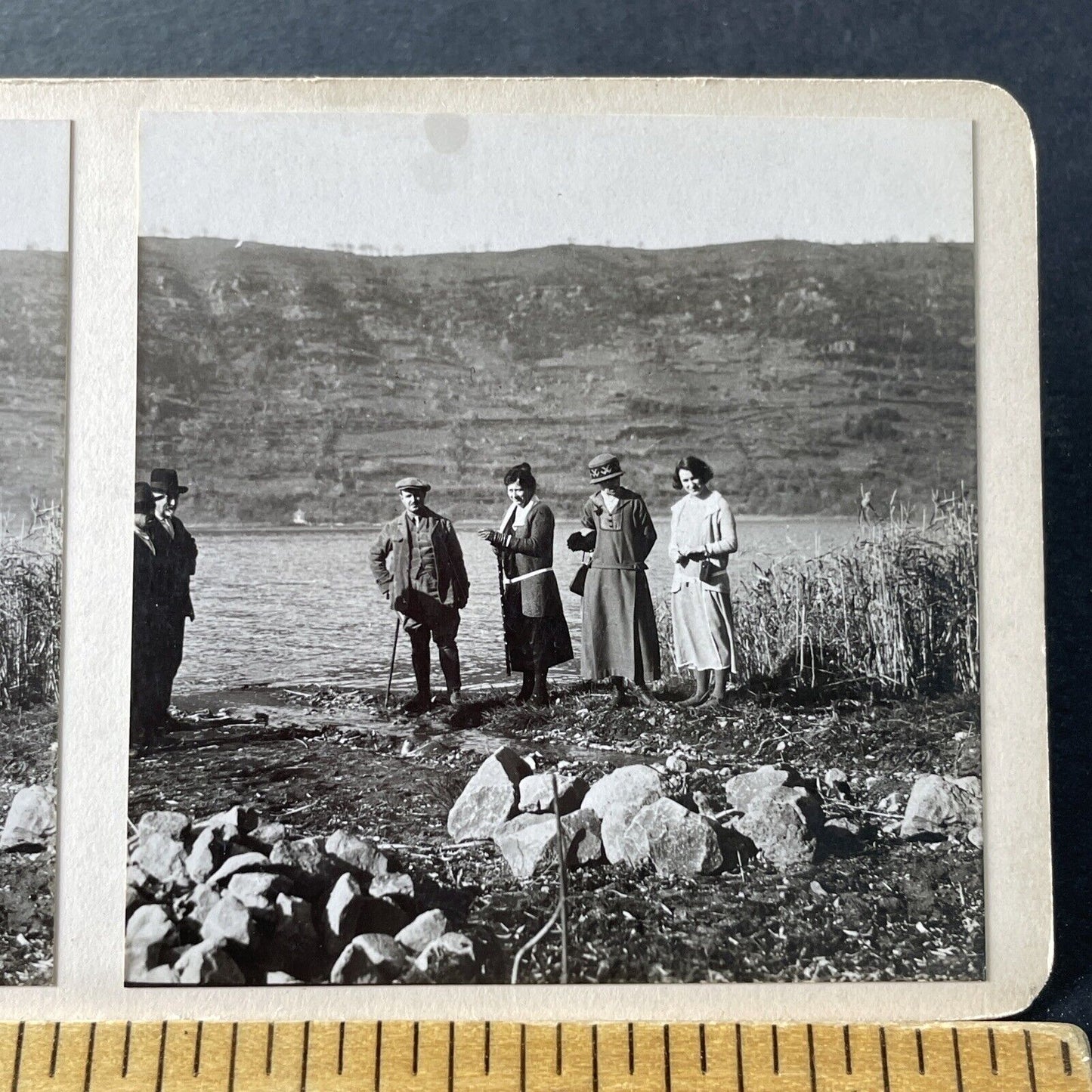 Antique 1925 Wealthy Family Lake Nemi Italy OOAK Stereoview Photo Card P3269