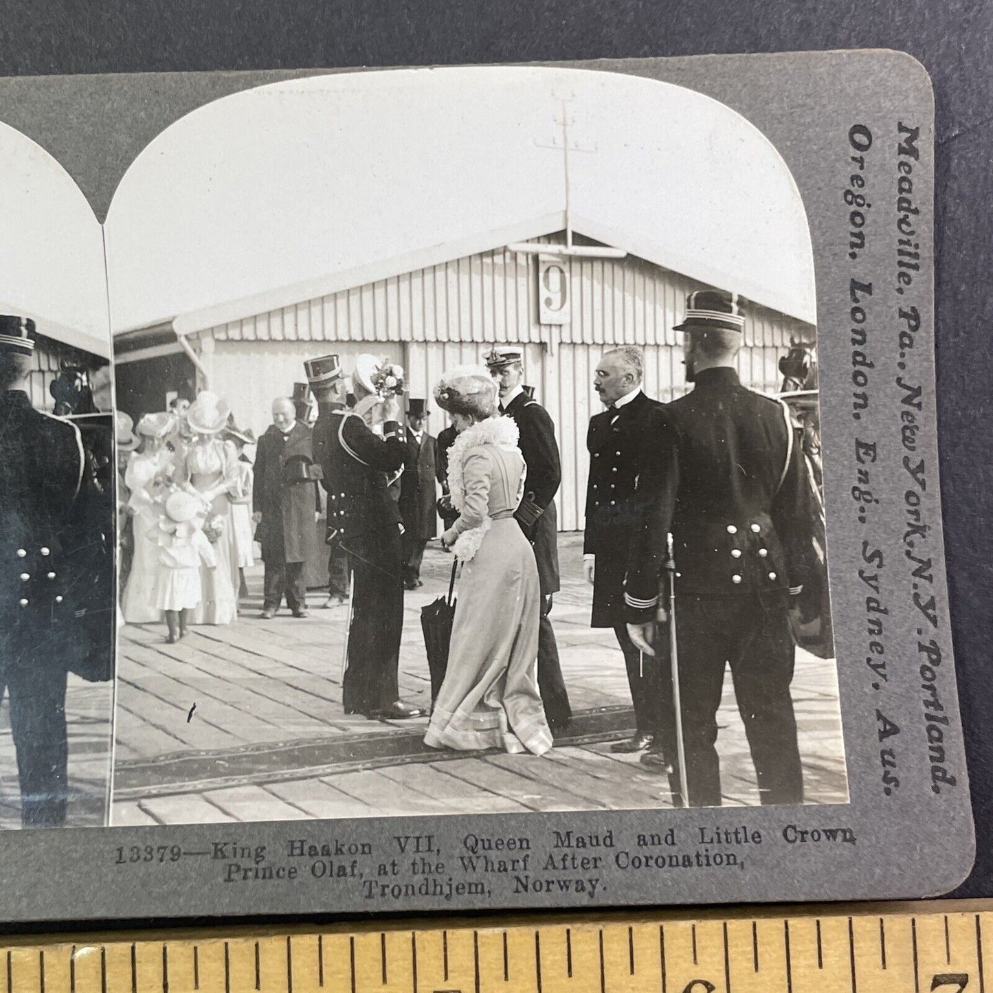 King Haakon VII and Queen Maud of Norway Stereoview Antique c1905 Y1368