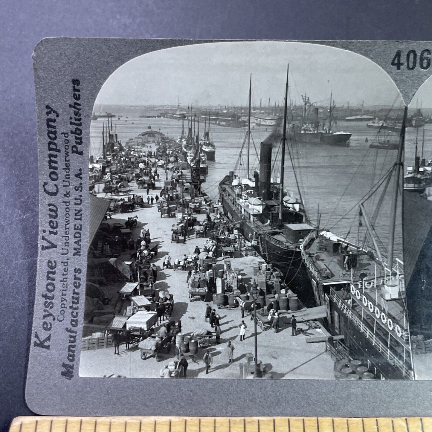 Antique 1910s Ship Harbor In Copenhagen Denmark Stereoview Photo Card P3670