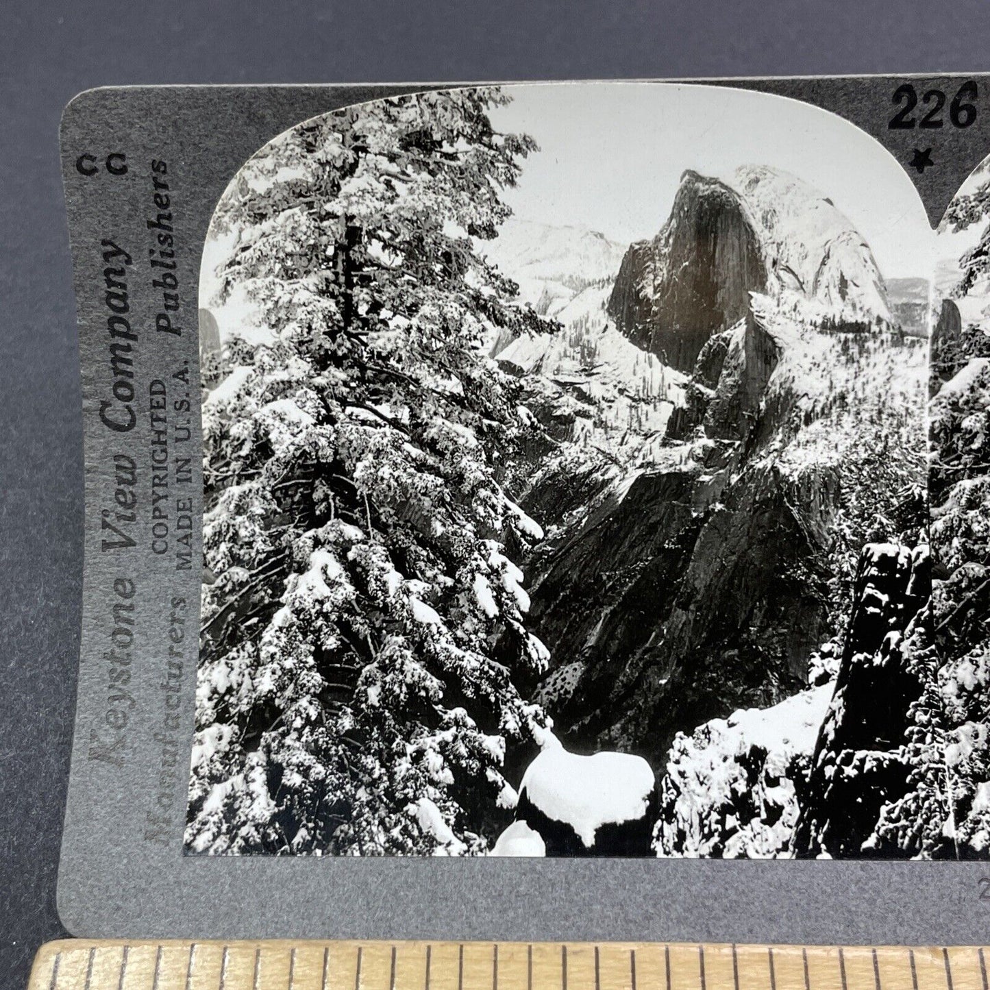 Antique 1910s Snowstorm In Yosemite Park California Stereoview Photo Card V2034