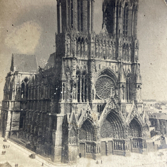 Antique 1920s The Cathedral In Reims France Stereoview Photo Card P4990