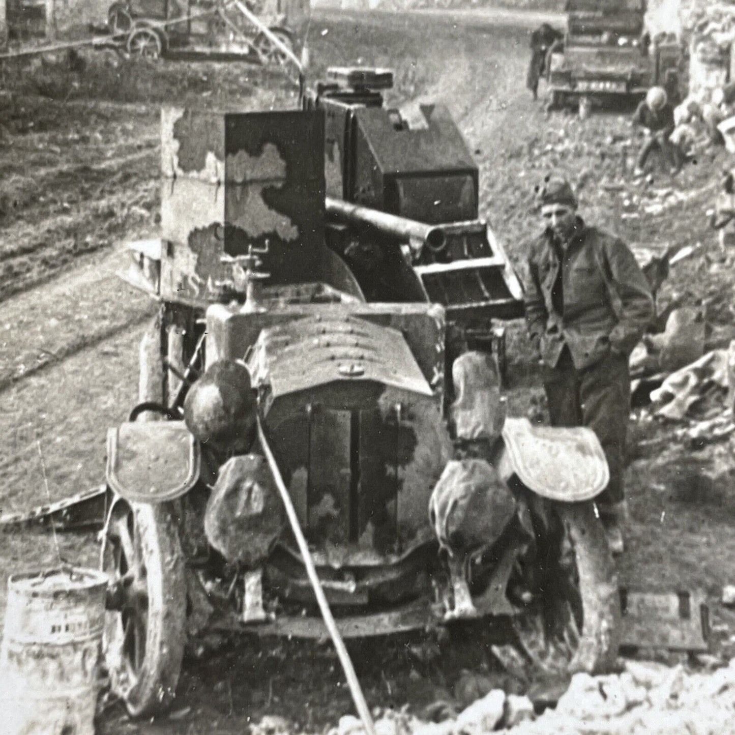 Antique 1918 American USA Armored Car World War 1 WWI Stereoview Photo Card P940