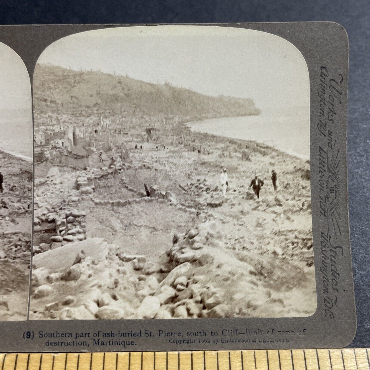 Antique 1902 Volcano Ruins Of Mount Pelee Martinique Stereoview Photo Card P5568