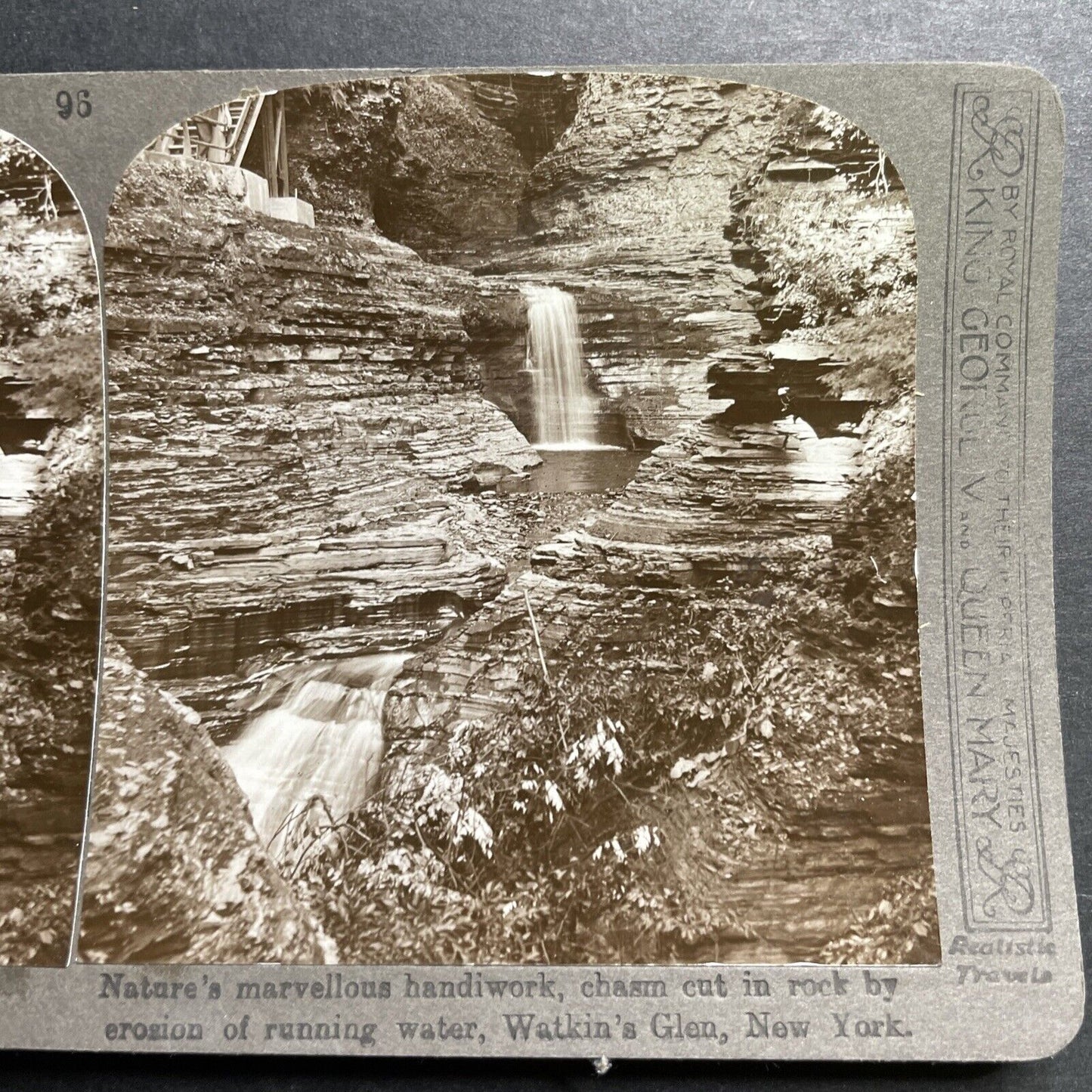 Antique 1901 Watkin's Glen New York Waterfall Stereoview Photo Card P1342