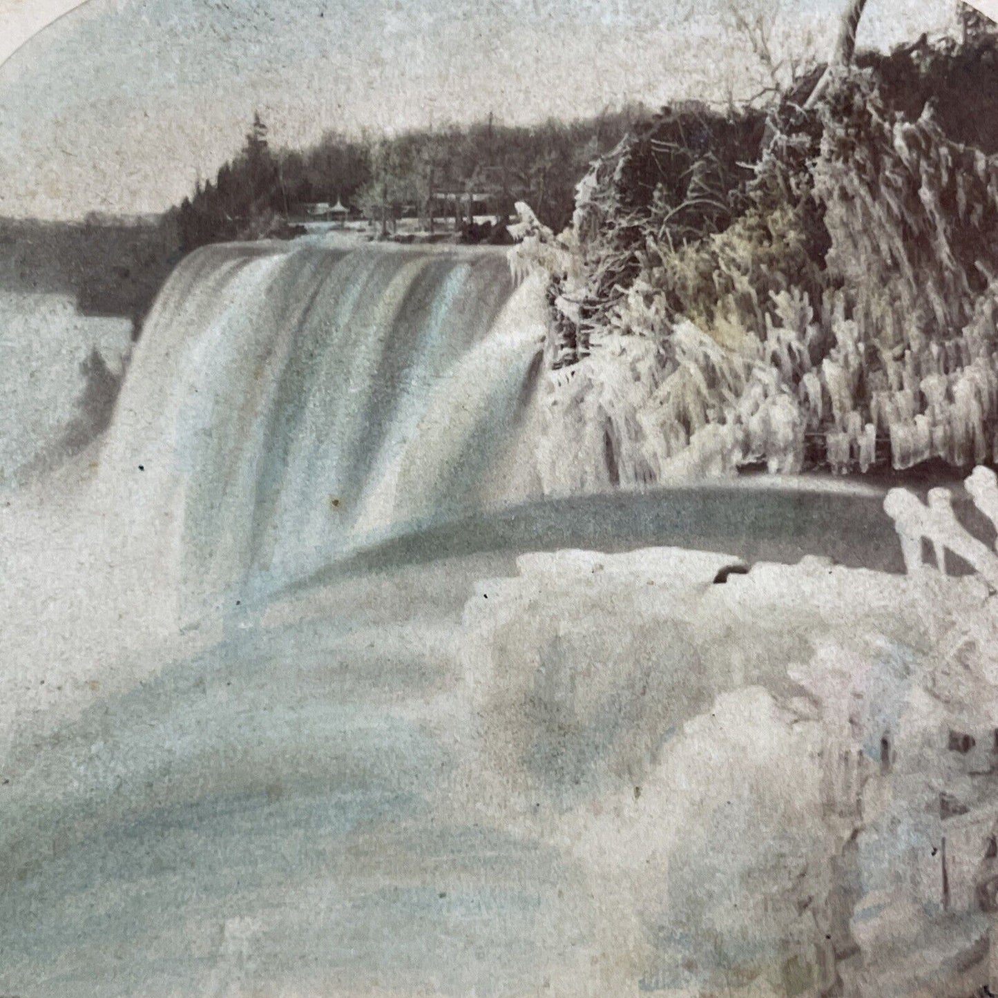 Niagara Falls Hand-Colored Stereoview London Stereoscopic Antique c1860s Y2423