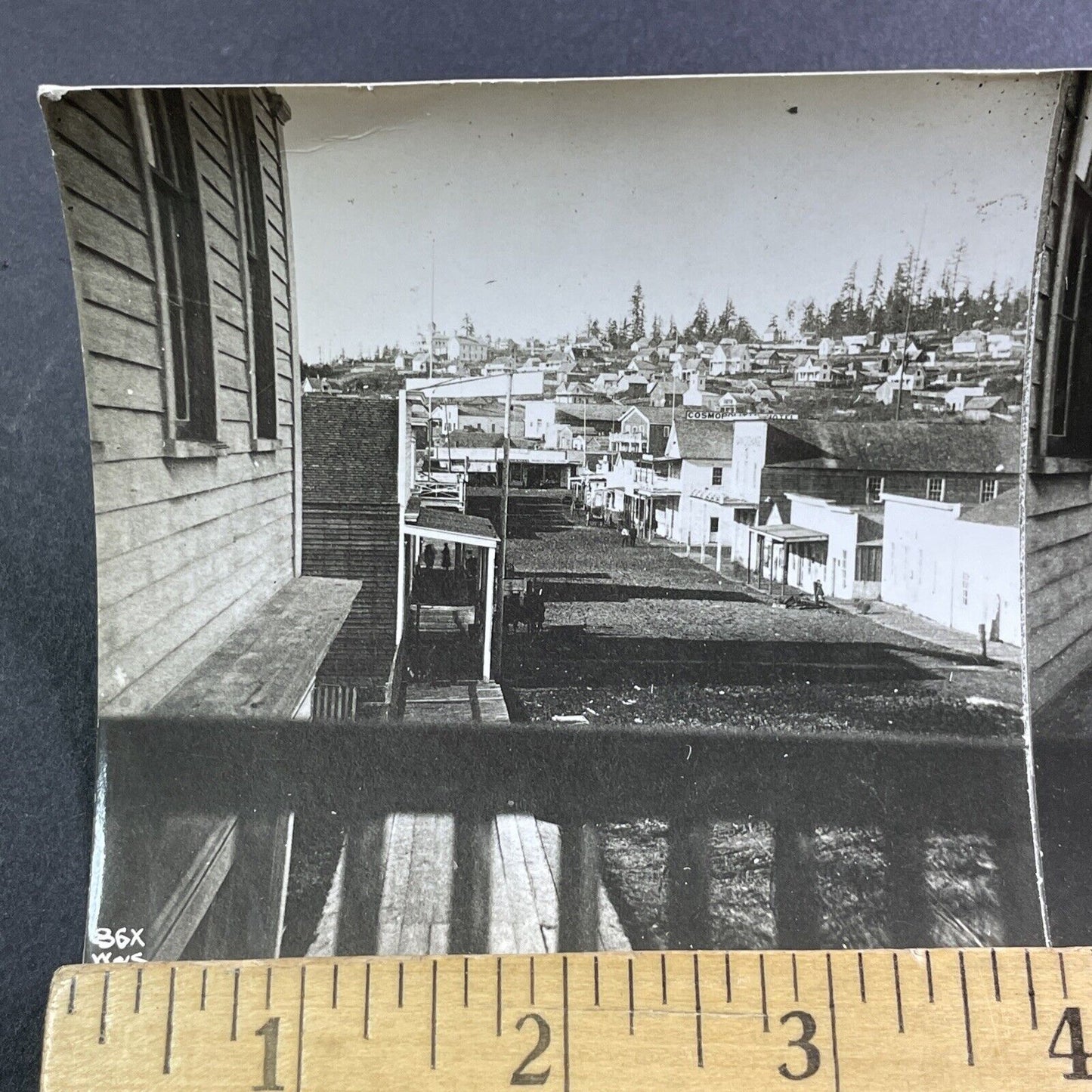 Seattle Washington Town Center Stereoview Original Celluloid Photo c1870s Y473