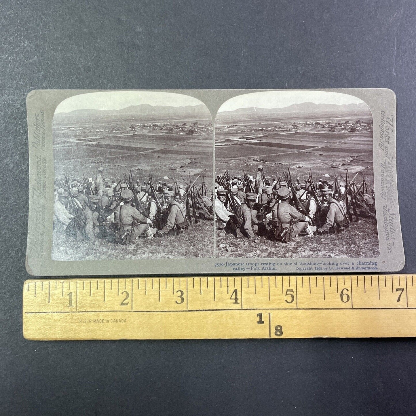 Japanese Troops Awaiting Orders Stereoview Dalian China Antique c1905 X2806