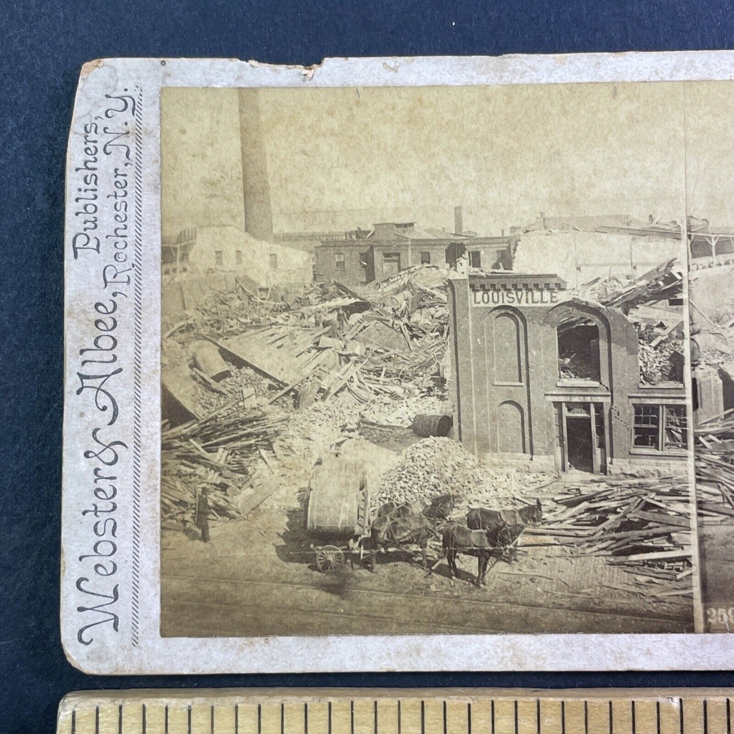 Louisville Kentucky F4 Tornado Disaster Stereoview Main St. Antique c1890 X3738