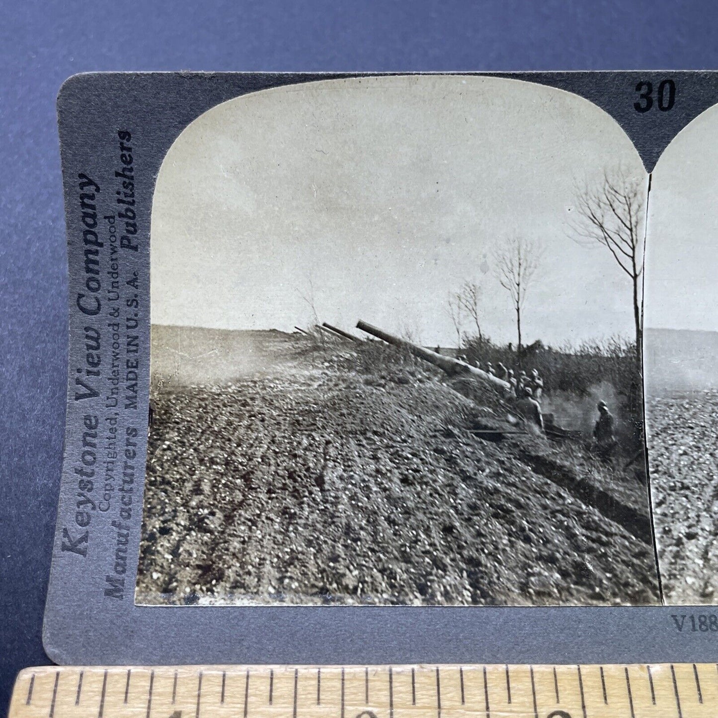 Antique 1916 Trench Warfare WW1 Heavy Artillery Stereoview Photo Card P2776