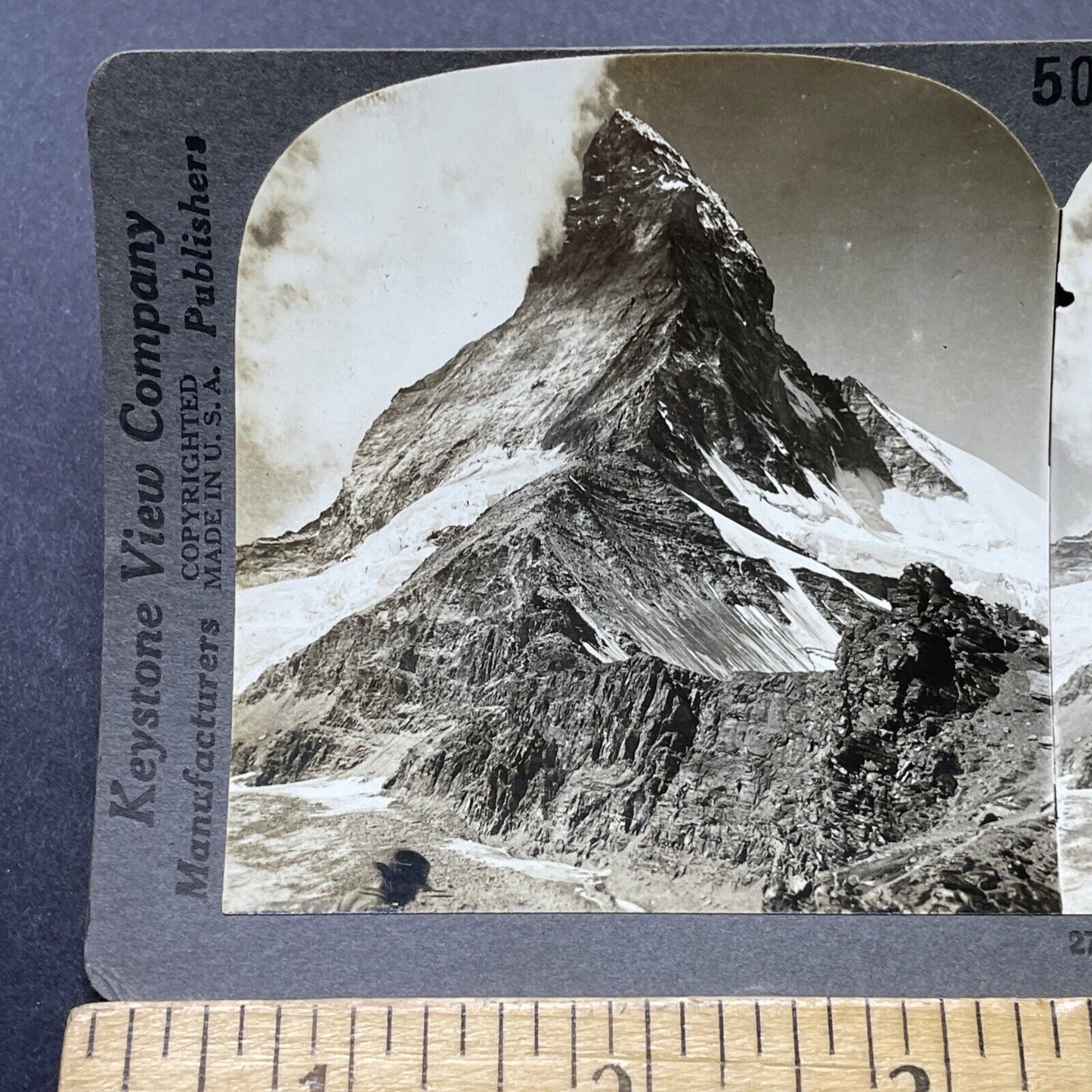 Antique 1910s Matterhorn Mountain Switzerland Stereoview Photo Card P2730