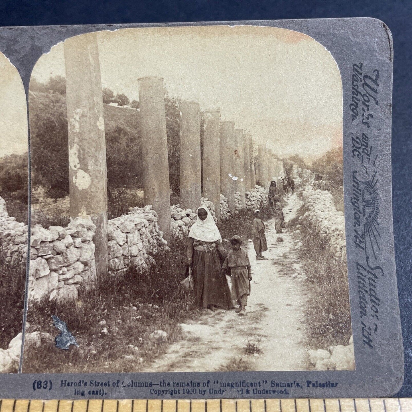 Antique 1900 Herod The Great Street Columns Israel Stereoview Photo Card P4184