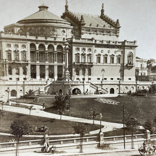 Antique 1909 The Municipal Theater Sao Paulo Brazil Stereoview Photo Card V3313