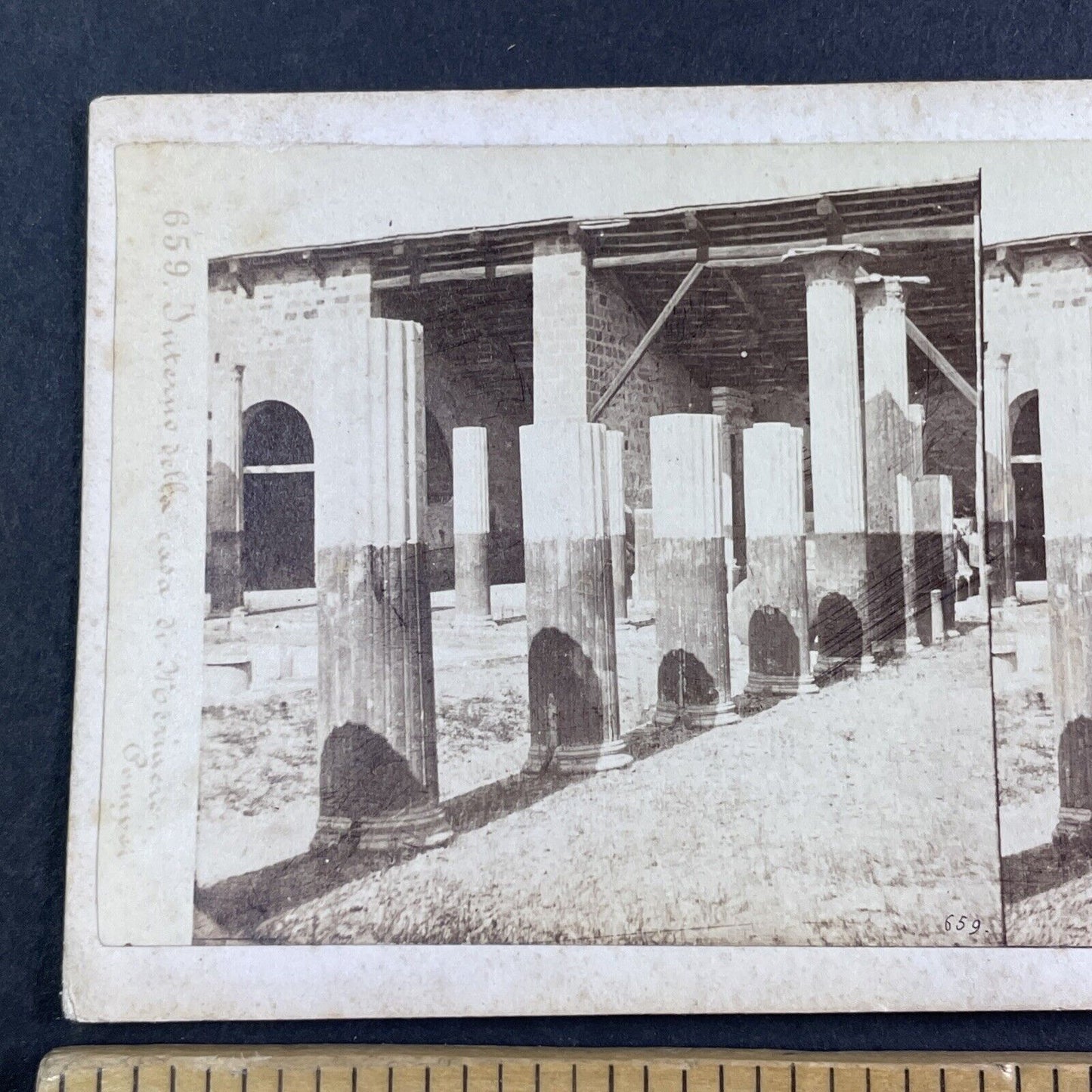 Marble Pillars Pompeii Volcano Stereoview Michele Amodio Antique c1863 X3276