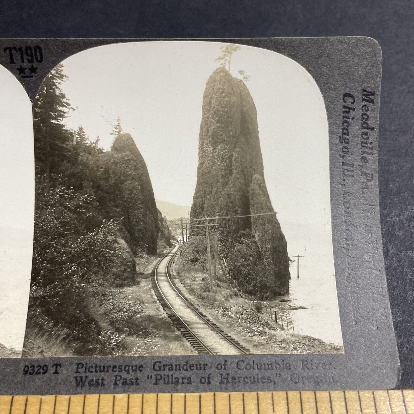 Antique 1910s Railroad Along Columbia River Oregon Stereoview Photo Card P4833