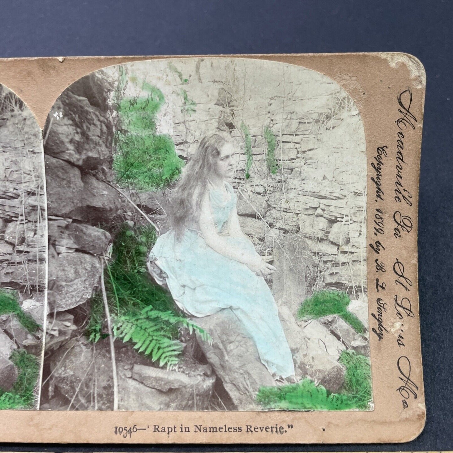 Antique 1899 Stoic Woman Sits In Nightgown Stereoview Photo Card P2632