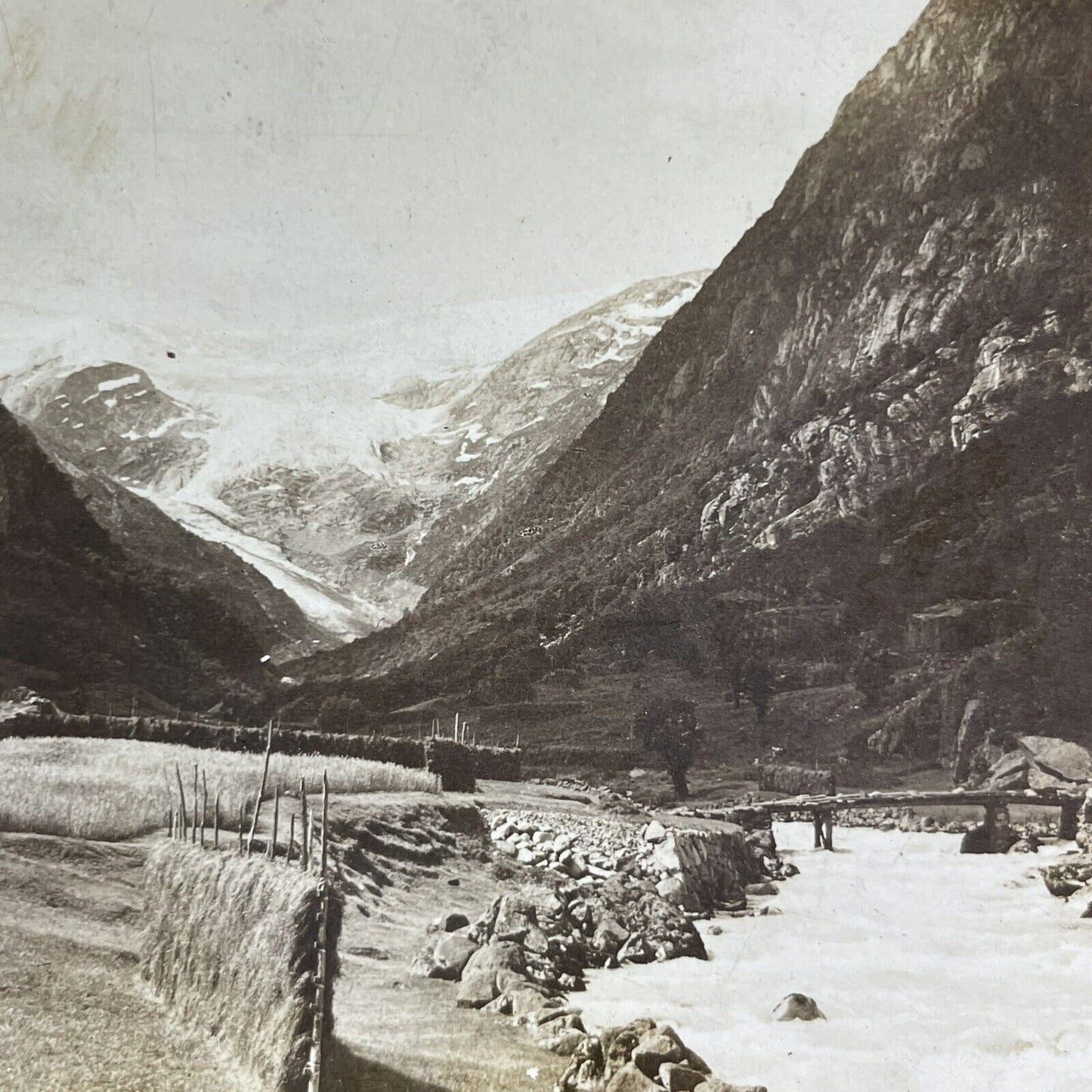 Antique 1903 Buarbreen Glacier Ullensvang Norway Stereoview Photo Card P2229