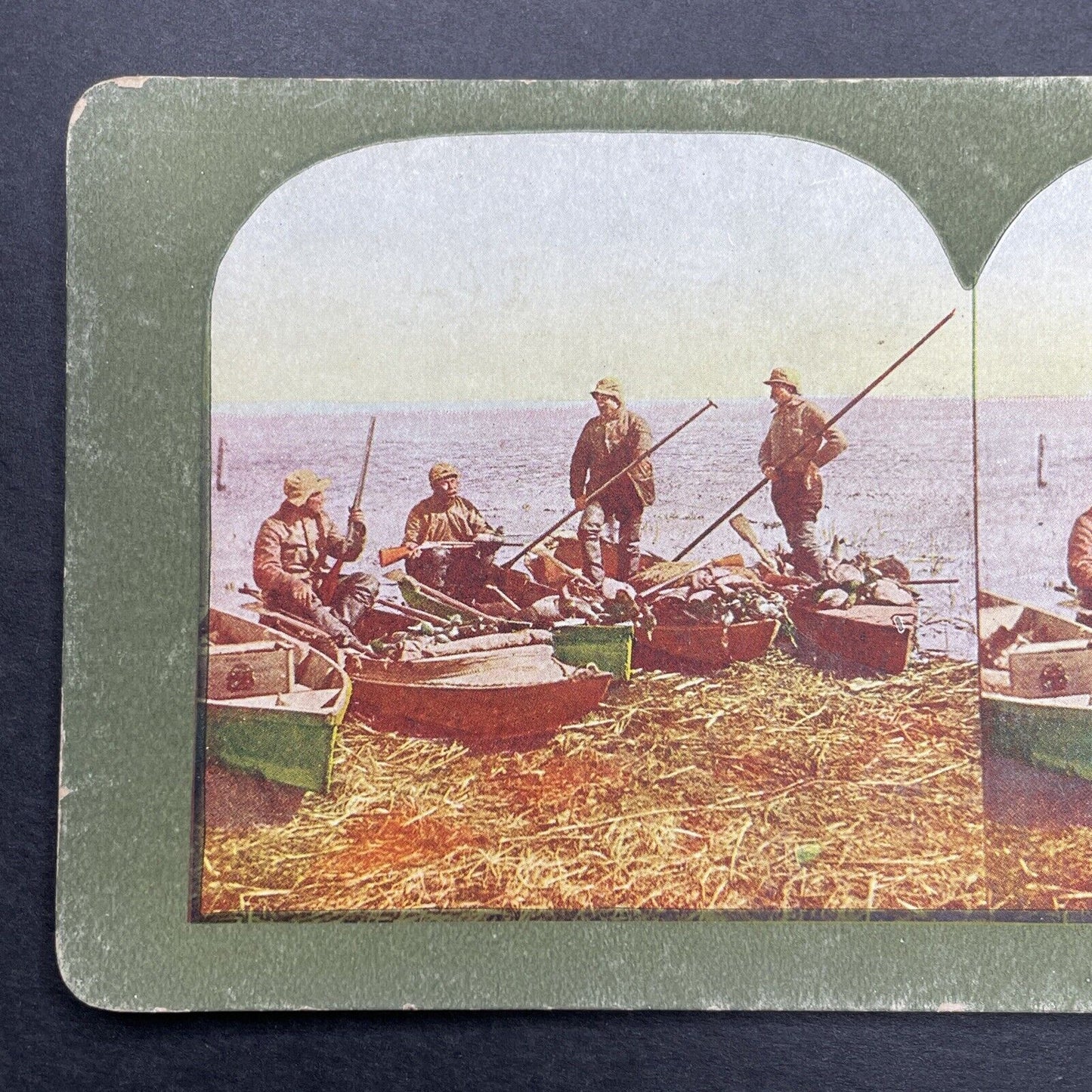 Antique 1899 Duck Hunters Return To Camp Stereoview Photo Card P580-076