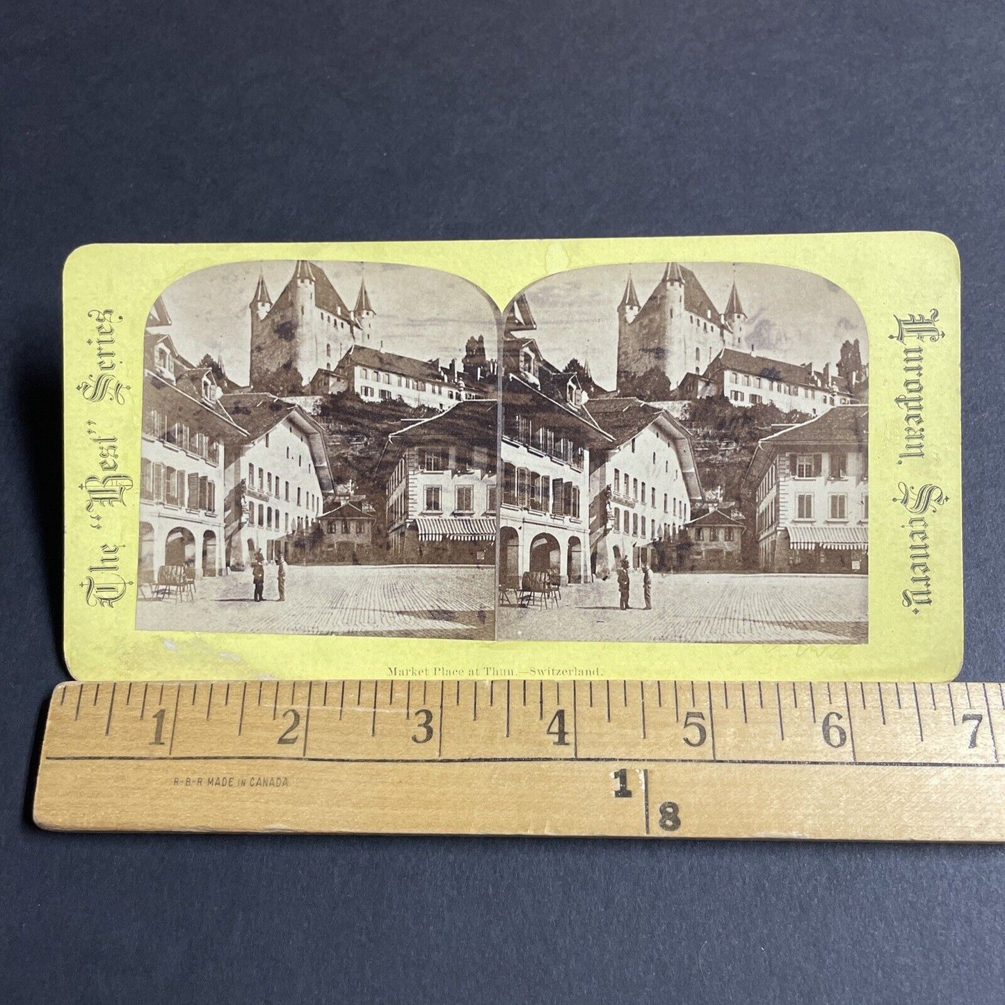 Antique 1870s Thun Switzerland City Center Swiss Stereoview Photo Card P4232