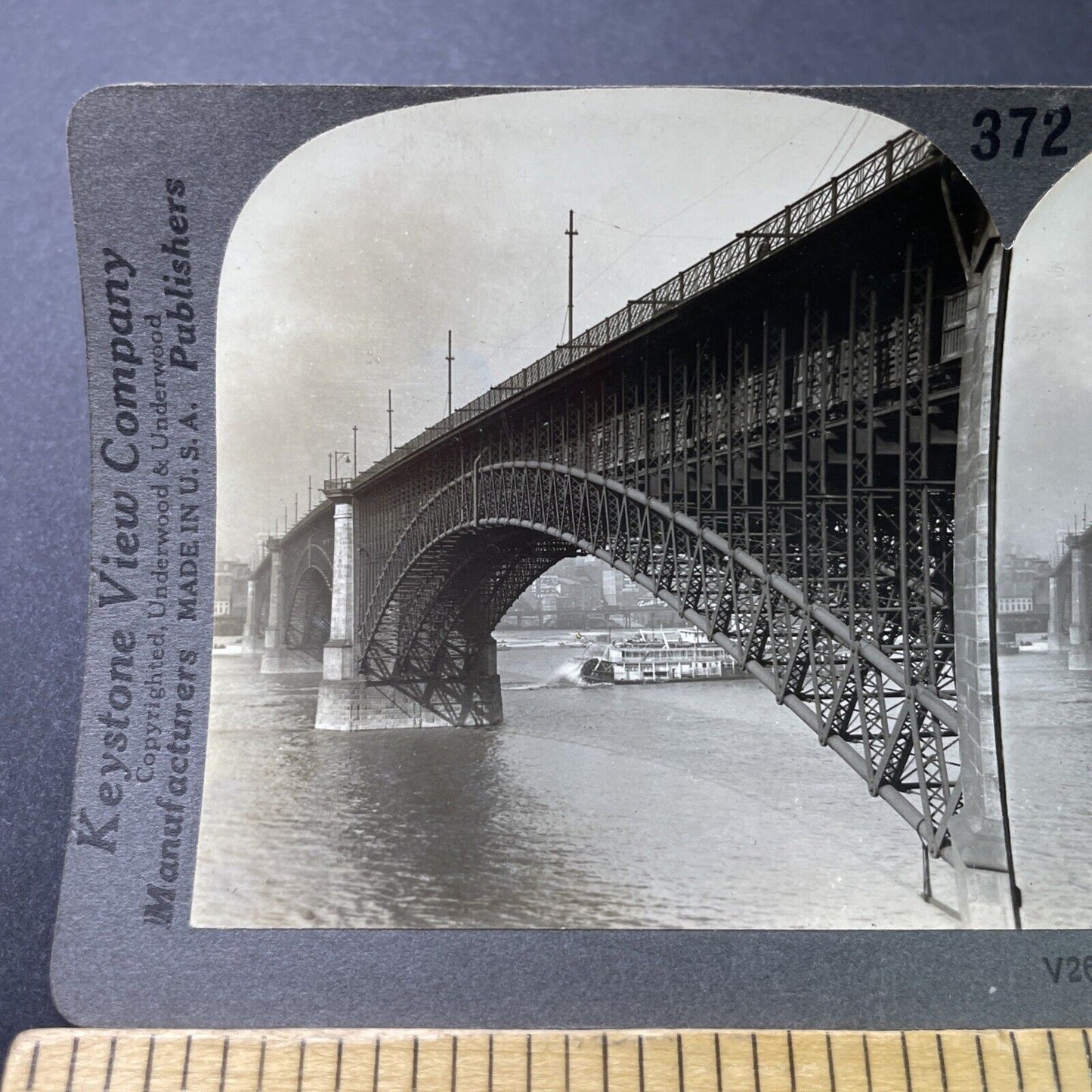 Antique 1910s Eads Railroad Bridge St Louis Missouri Stereoview Photo Card P3220