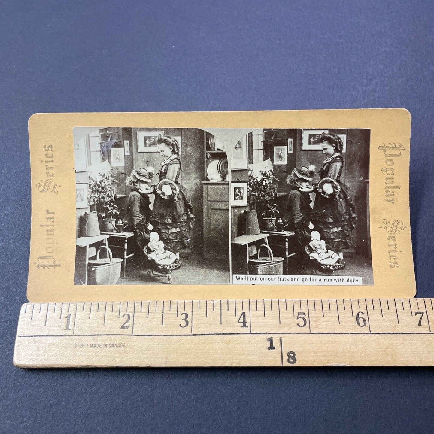 Antique 1870s Teenage Victorian Girls In Dresses Stereoview Photo Card V3274