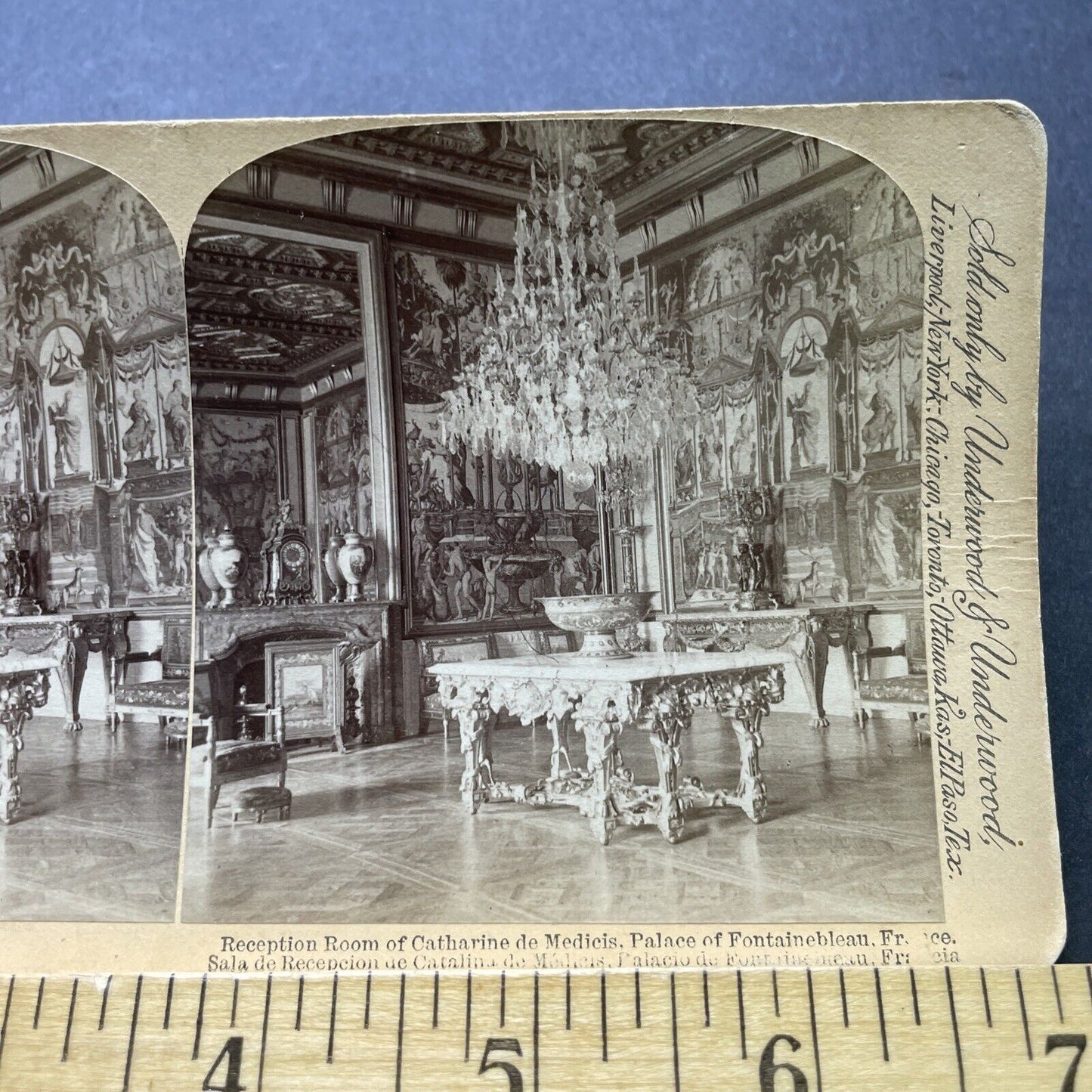 Antique 1889 Reception Room Fontainebleau France Stereoview Photo Card P2394