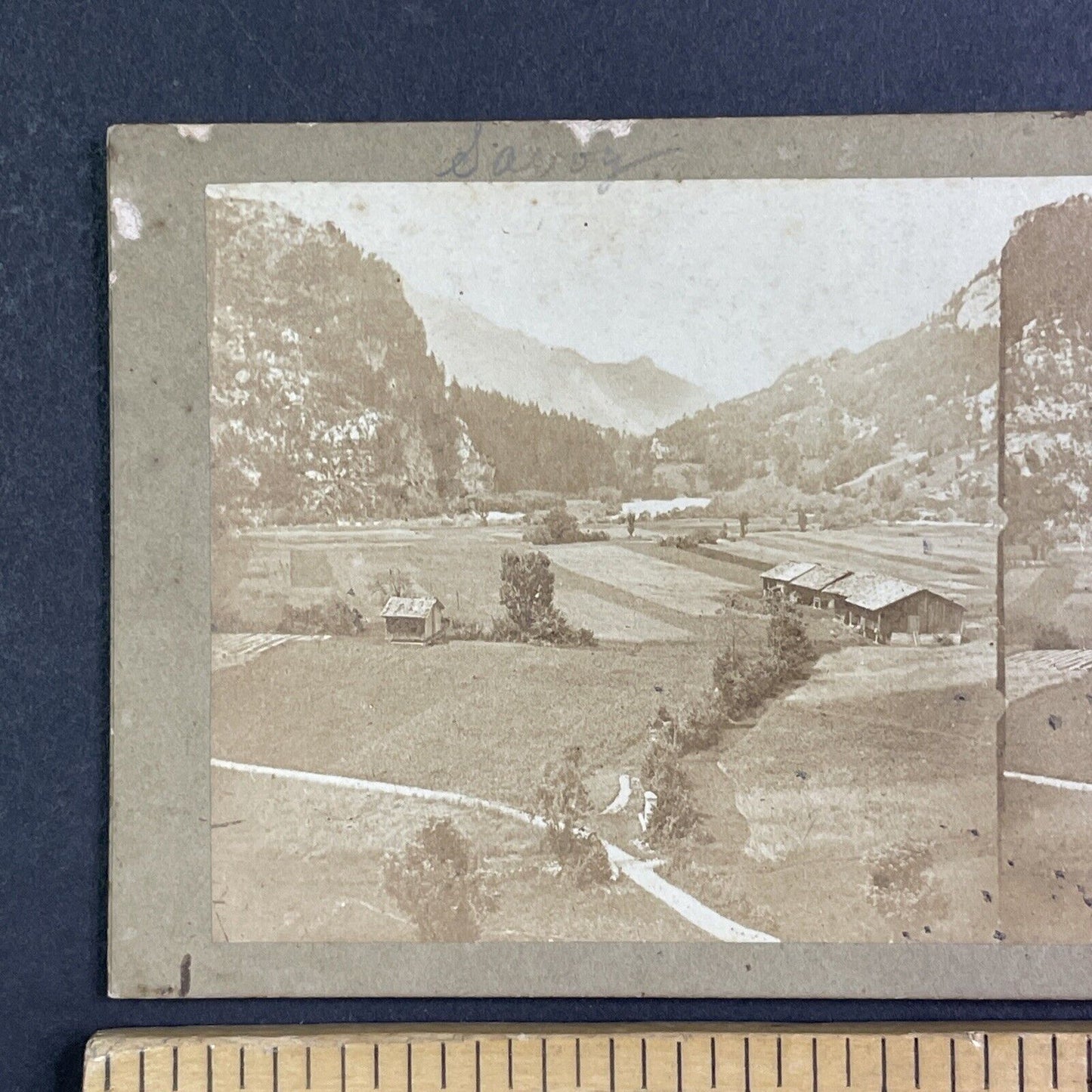 Samoens Village Savoie France Stereoview Antique c1855 Y1114