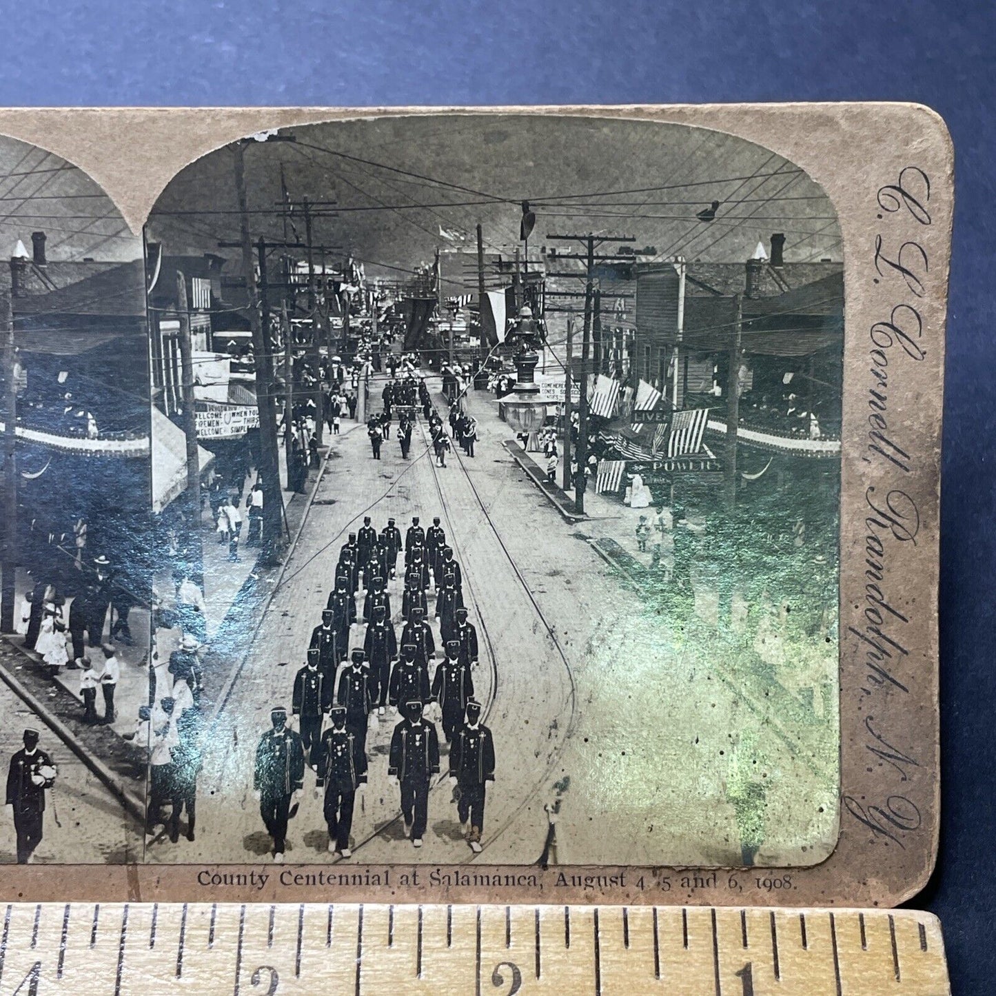 Antique 1908 Salamanca New York Militia Parade Stereoview Photo Card P2304