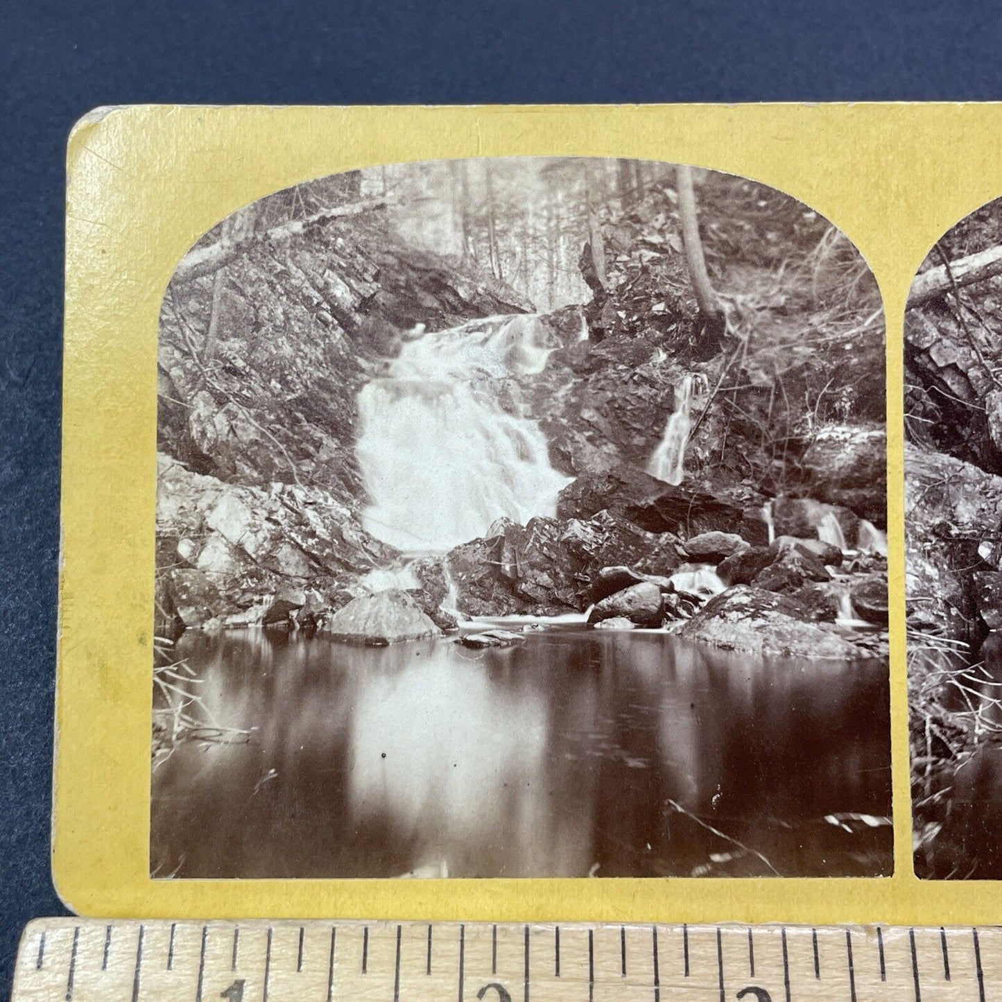 Antique 1870s Ellens Falls Hobbs Brook New Hampshire Stereoview Photo Card V2082