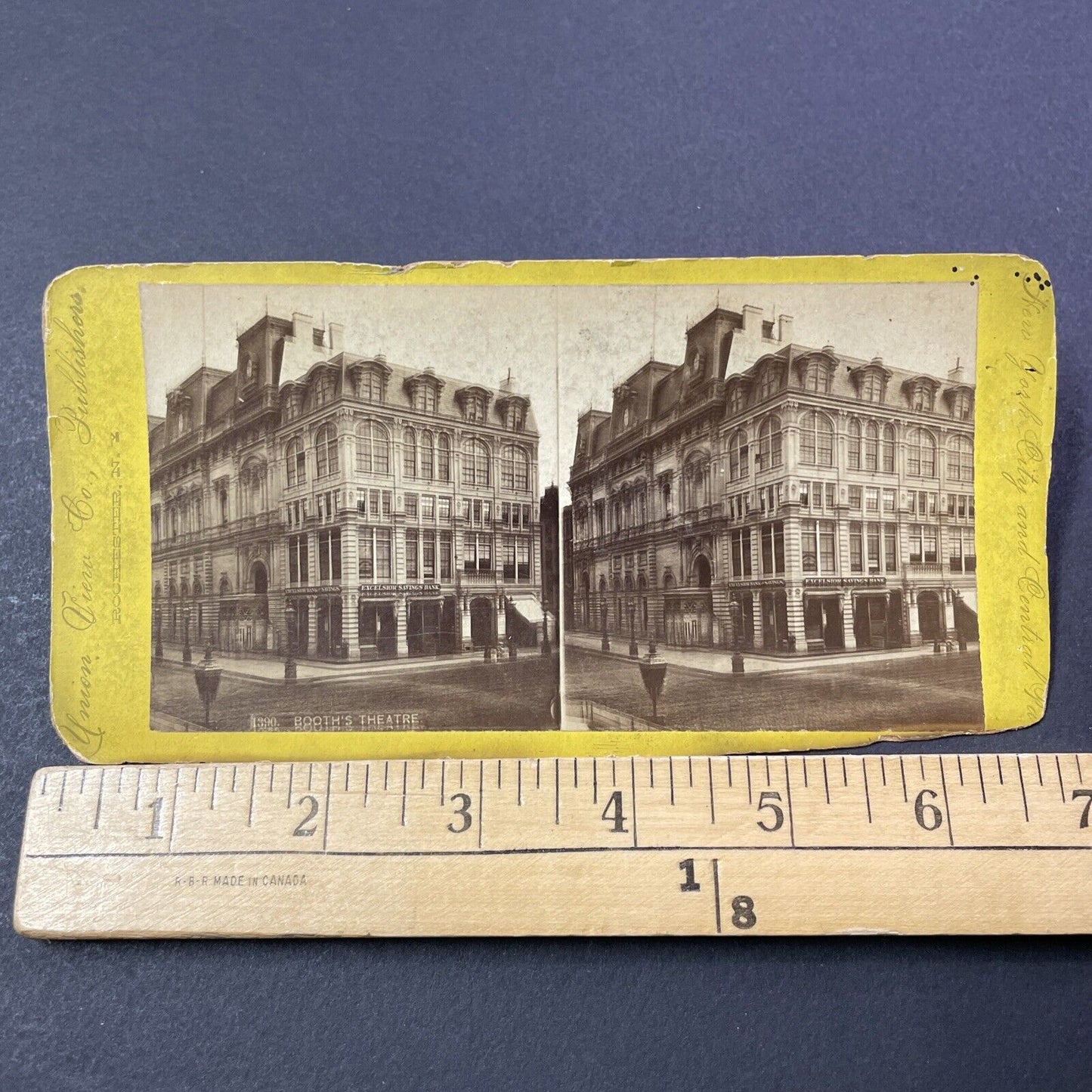 Antique 1870s Booth's Theater New York PHOTO ERROR Stereoview Photo Card V3342