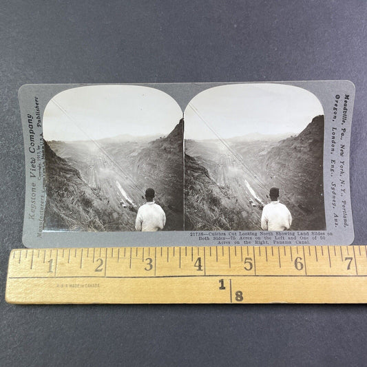 Deep Panama Canal Culebra Cut Excavation Stereoview Antique c1913 Y2825