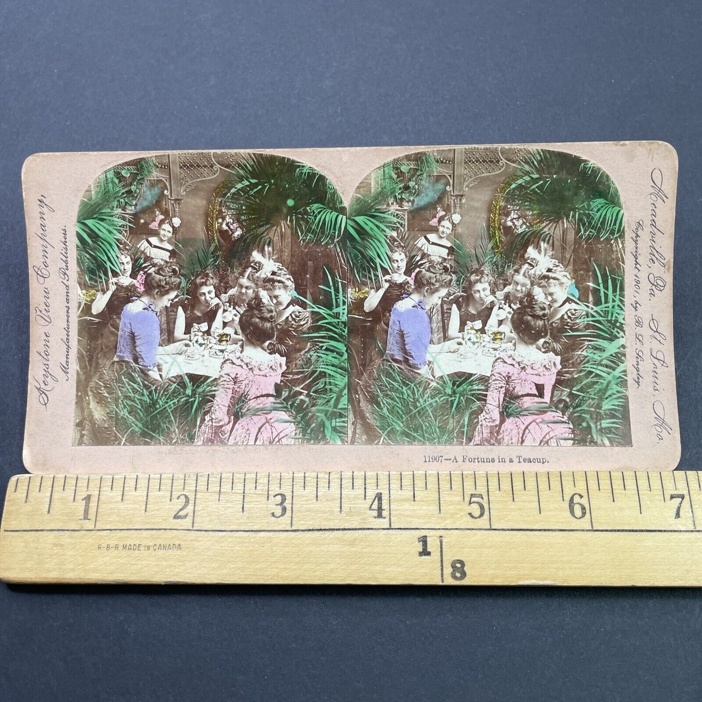 Antique 1901 Women Have A Garden Tea Party Stereoview Photo Card P2676
