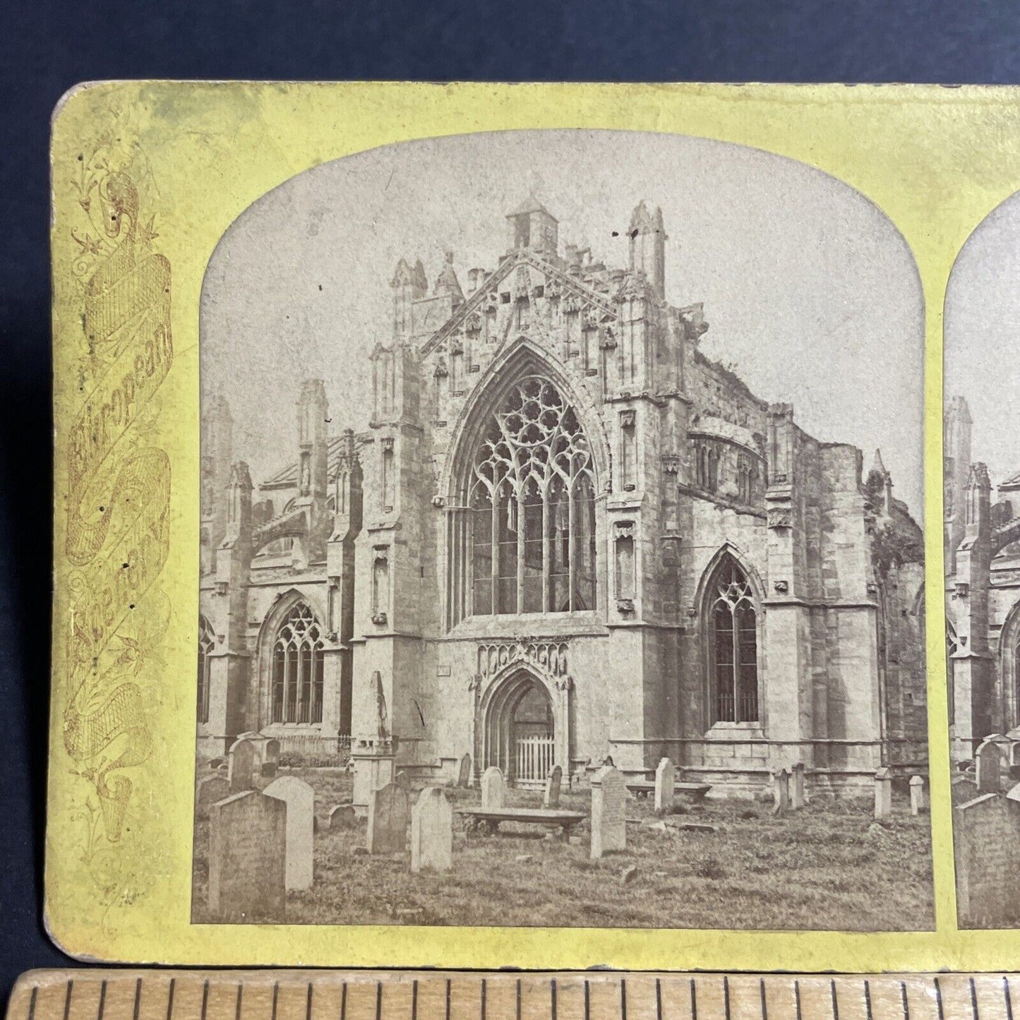 Antique 1870s Melrose Abbey Church Scotland Stereoview Photo Card P5203