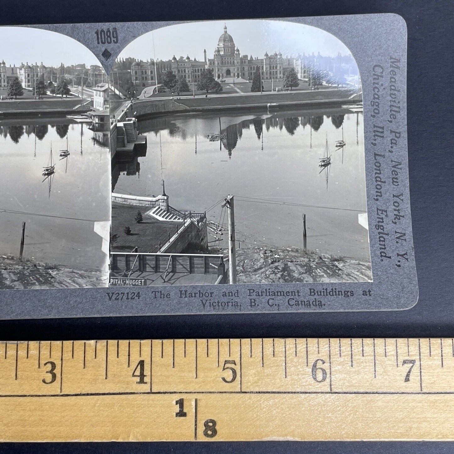 Antique 1903 Victoria BC Parliament Buildings Stereoview Photo Card PC883