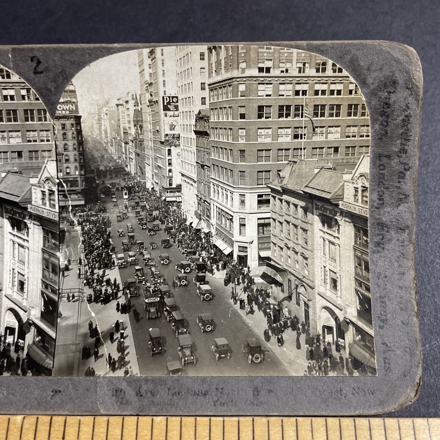 Antique 1920s Fifth Avenue New York Manhattan Stereoview Photo Card P4337