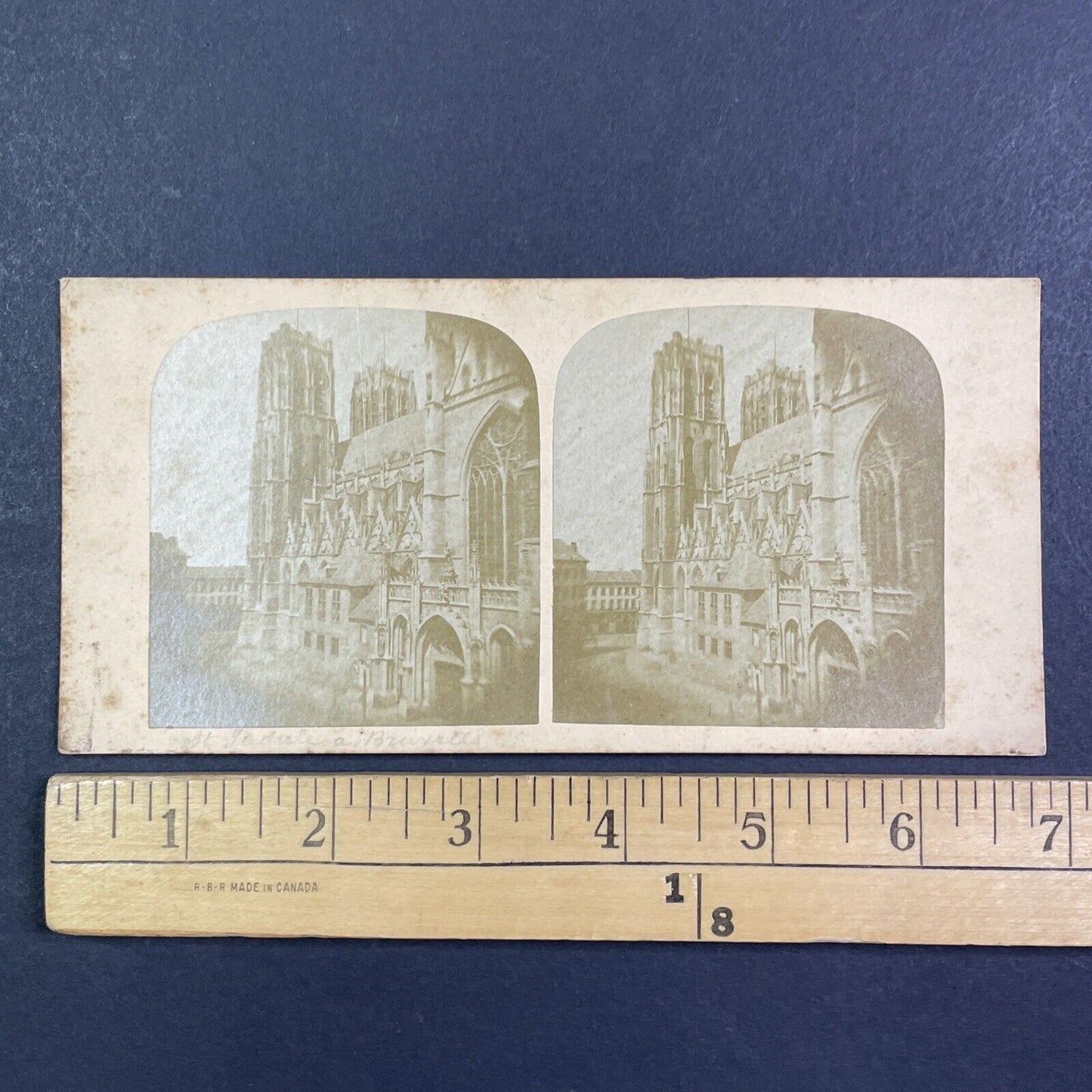 Cathedral of St. Michael and St. Gudula Stereoview Brussels Belgium c1855 Y1017