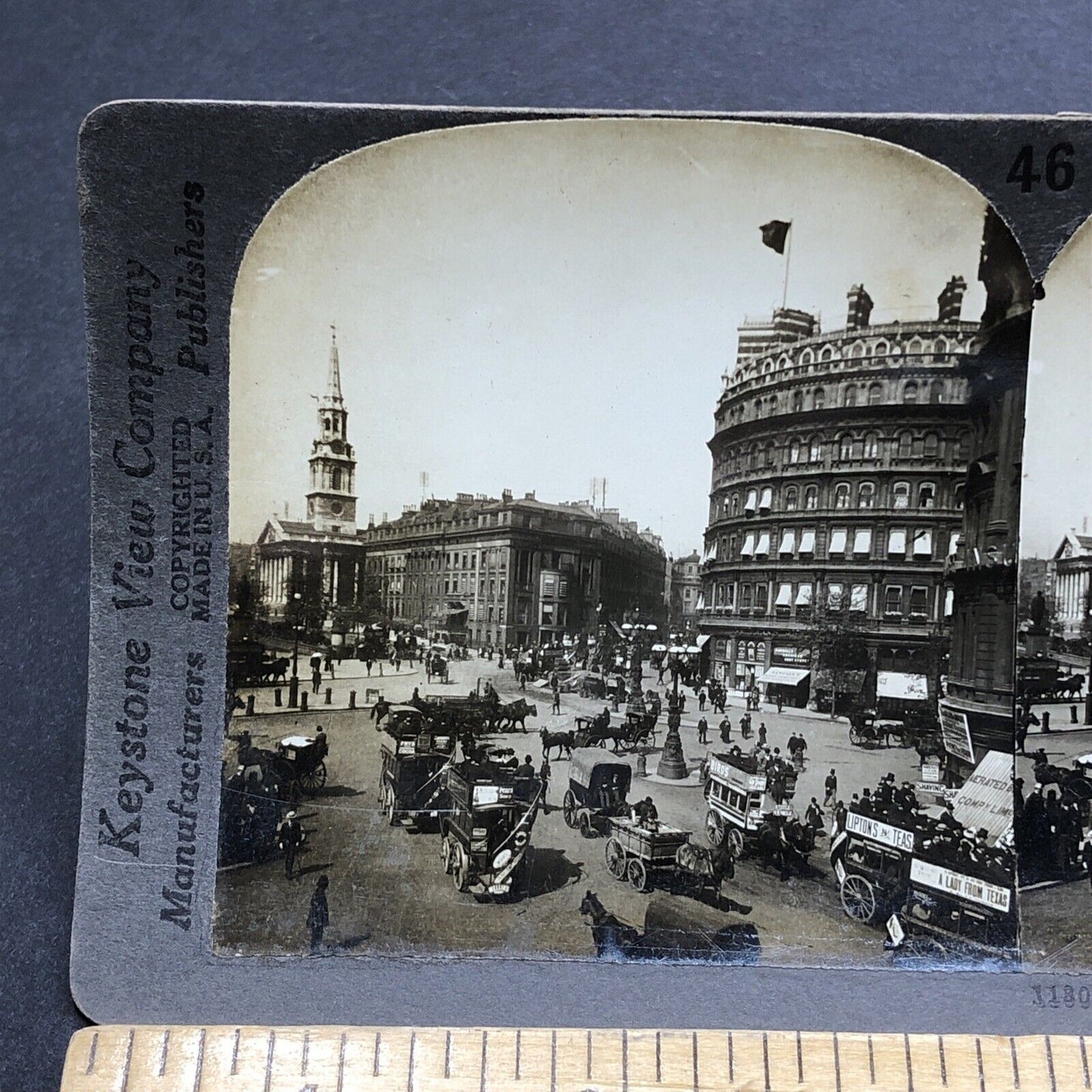 Antique 1904 Travelling Salesman & Carriages London Stereoview Photo Card P2044