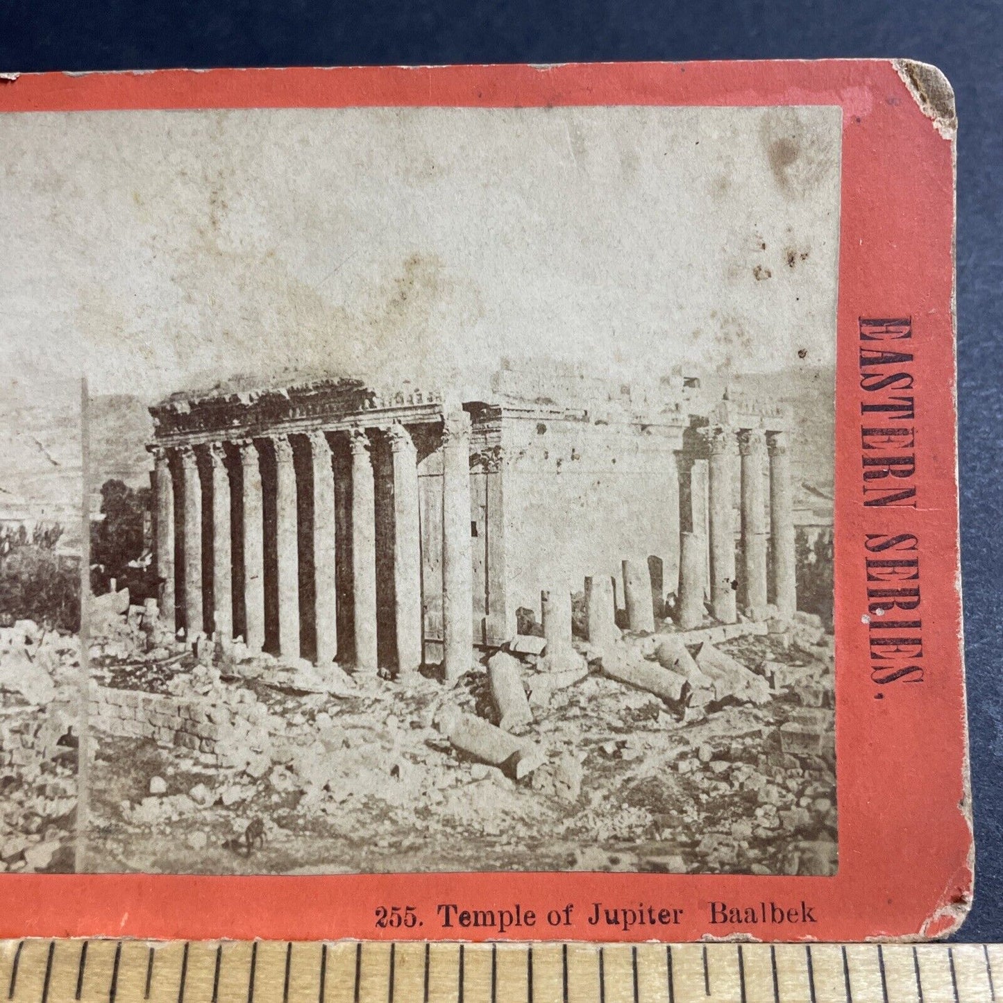 Antique 1860s Temple Of Jupiter Baalbek Lebanon Stereoview Photo Card P5561