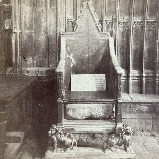 Antique 1892 Coronation Chair Westminster Abbey UK Stereoview Photo Card P4573